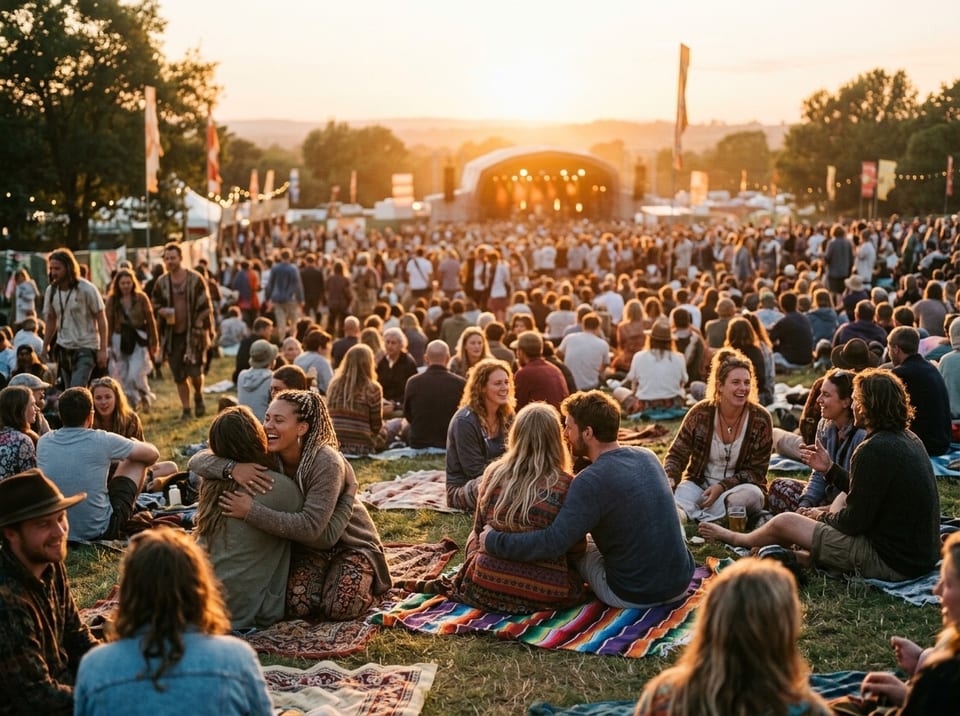 Festivalbesucherin testet ihr Getränk mit einem DrinkCheck-Teststreifen an einer Bar auf dem Gelände