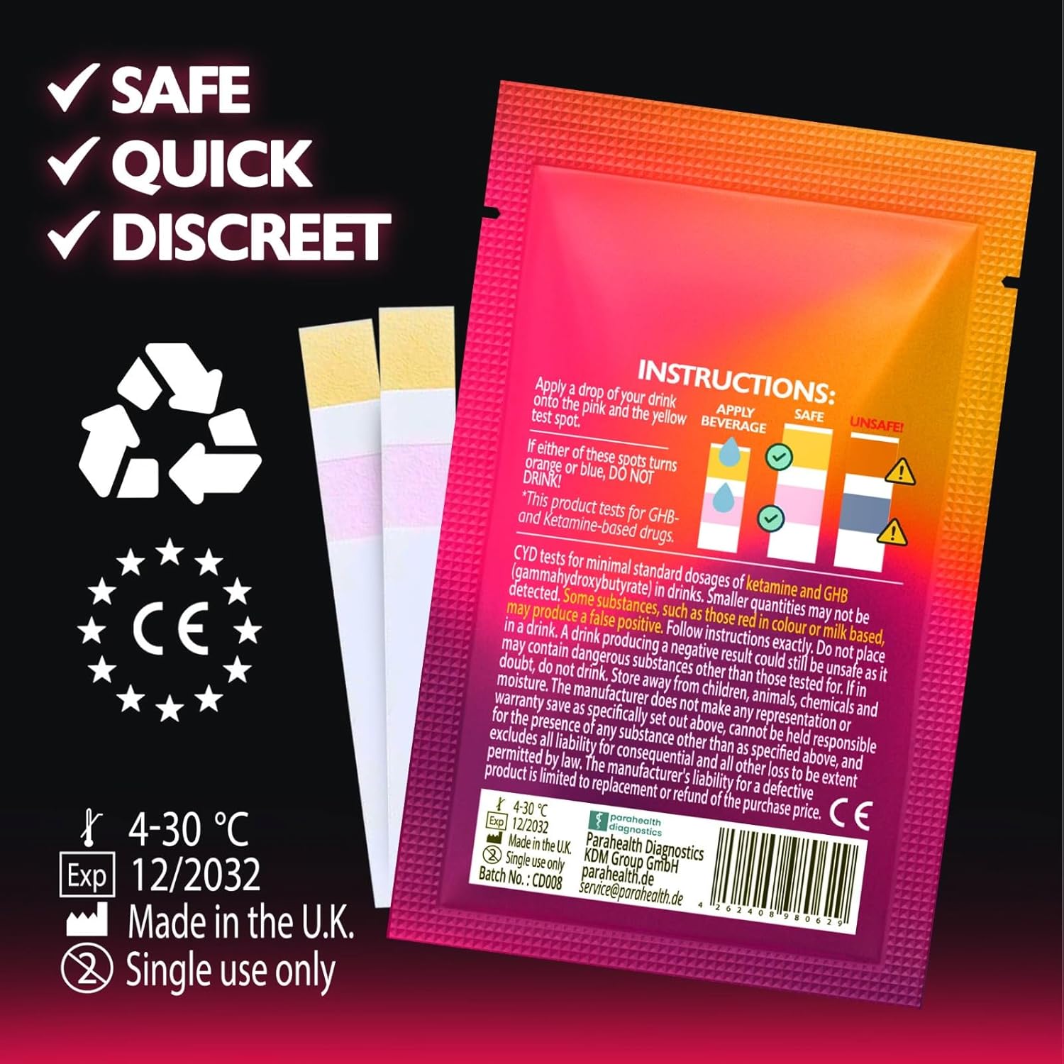 Drink Spiking / Roofie Tests – Detects 6+ Substances in Seconds – Portable Personal Safety Kit for Bars, Clubs, and Parties