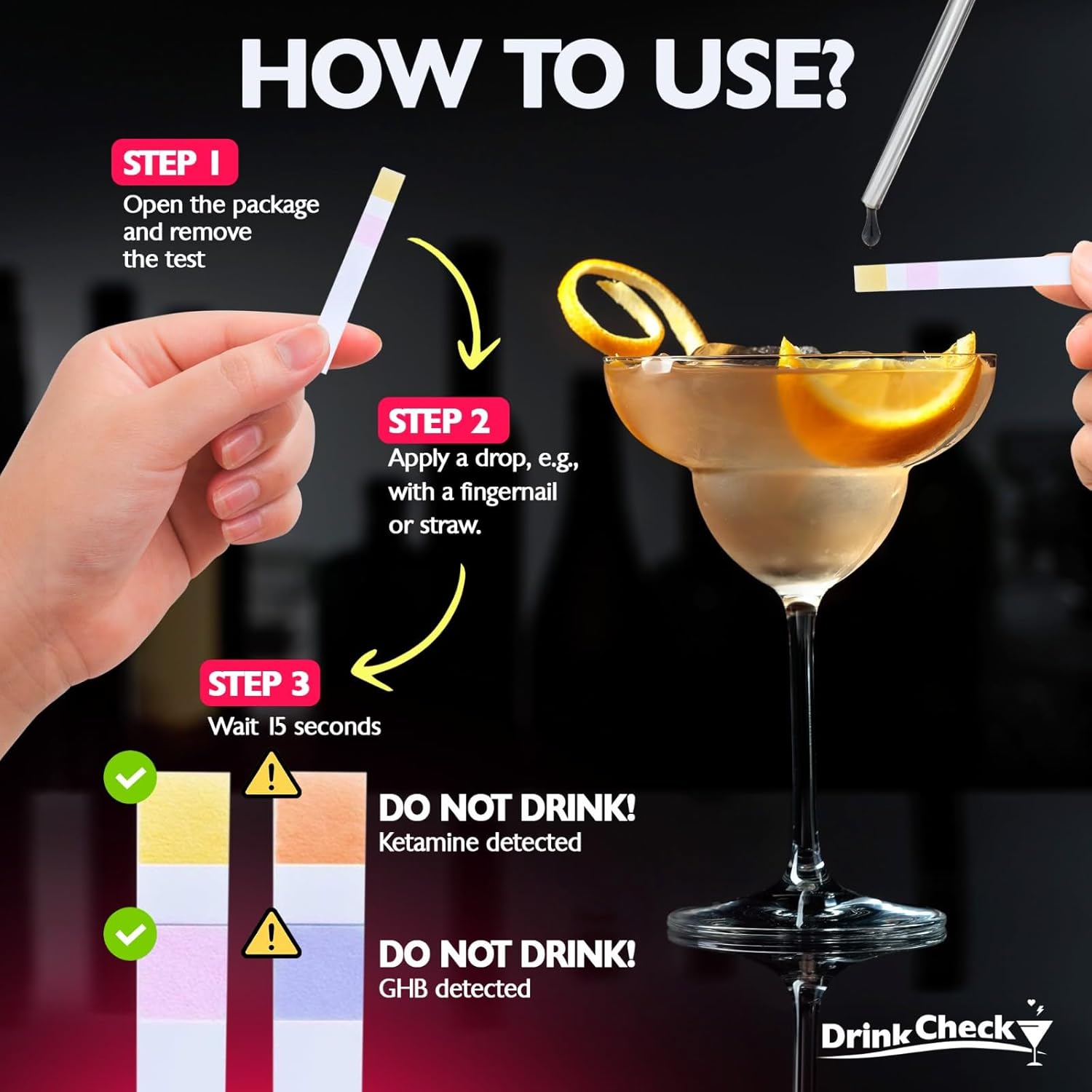 Drink Spiking / Roofie Tests – Detects 6+ Substances in Seconds – Portable Personal Safety Kit for Bars, Clubs, and Parties