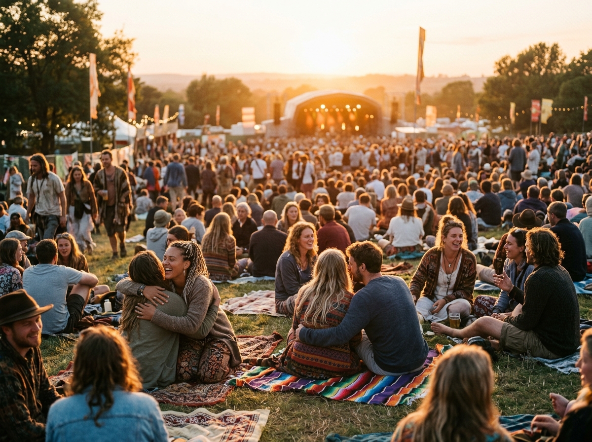 Festivalbesucherin testet ihr Getränk mit einem DrinkCheck-Teststreifen an einer Bar auf dem Gelände